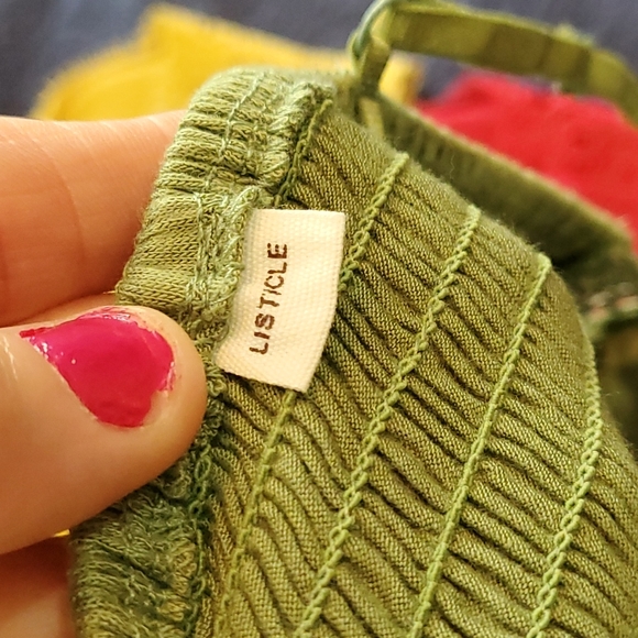 BRALETTES set of 3. Gold. Garnet. Olive green. - Picture 3 of 4